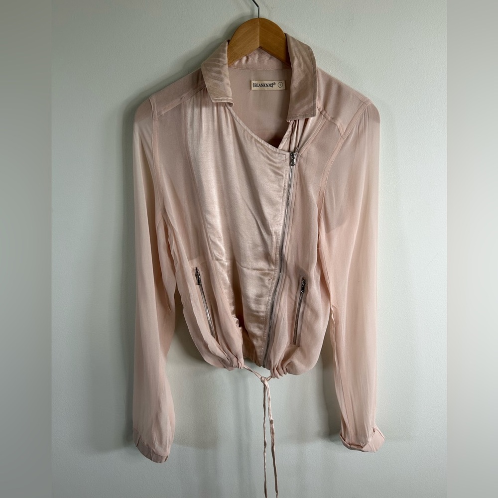 BLANK NYC JACKET SHEER PINK LONG SLEEVE SIZE SMALL
